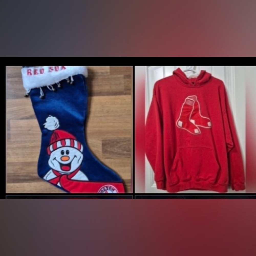Mens Boston Red Sox Hoodie (Lrg) And Christmas Stocking Bundle!